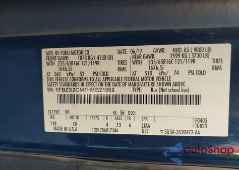 2017 Ford Transit Xlt from USA, damaged, VIN 1FBZX2CM1HKB21069